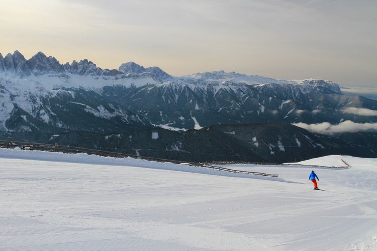 Trametsch piste on Plose near Brixen in Dolomites, Italy.