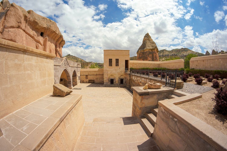 Photo of Courtyard of Orthodox Church and Monastery of St Nicholas in Mustafapaşa (also known as Sinasos) in Urgup, Nevsehir, Turkey.