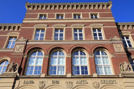 Photo of Duisburg city in Germany. District Court building (German: Landgericht and Amtsgericht).