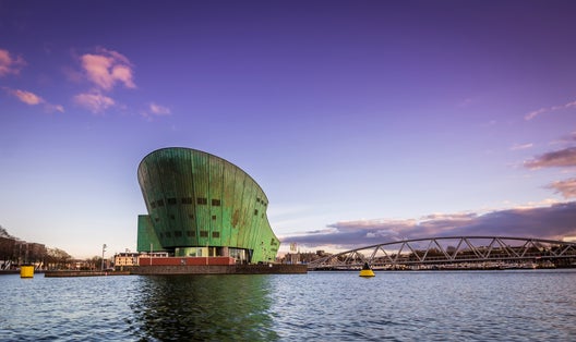 Photo of The Science Center NEMO at beautiful sunset, Amsterdam, North Holland, Netherlands