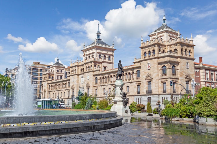 Photo of Cavalry Academy building on Zorrilla square in Valladolid, Spain.