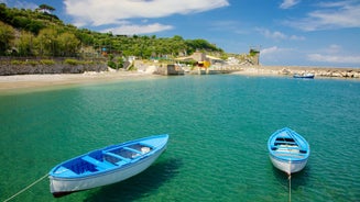 photo of Massa Lubrense and the Cathedral, Punta Lagno region, Sorrento peninsula, Italy.