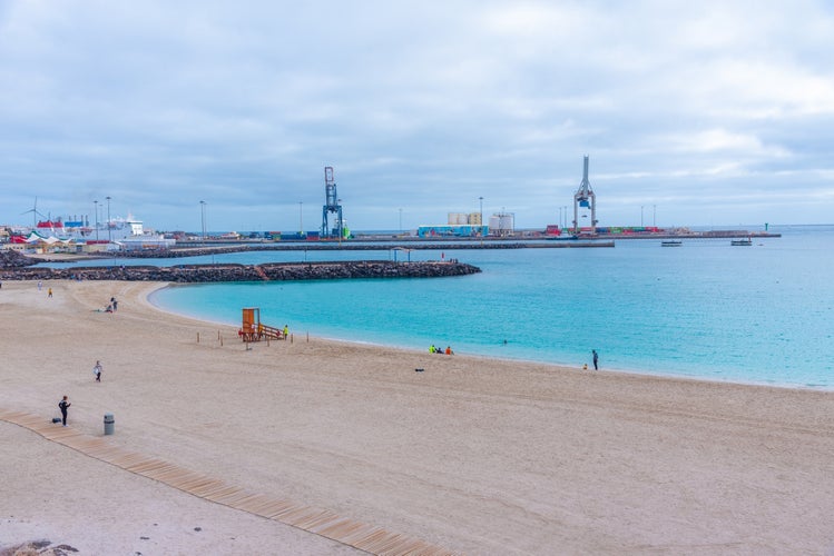 Del Pozo or Chica Beach in Puerto del Rosario on the Canary Island Fuerteventura, Spain.