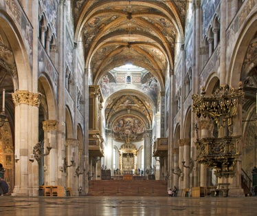 Interior of cathedral in Parma, Emilia-Romagna, Italy from XIIth century.