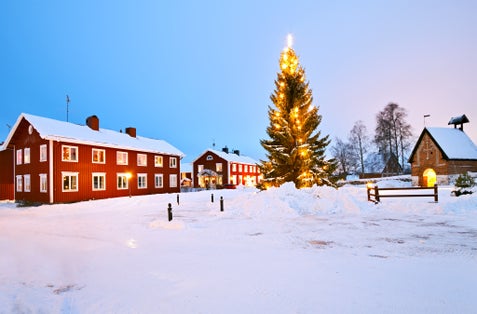 Christmas tree decorated in Church Village of Gammelstad, Lulea; Sweden.