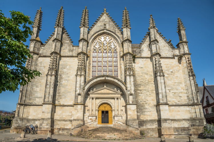 photo of view of View at the Church of Our Lady (Notre Dame) in the streets of Vitre in France