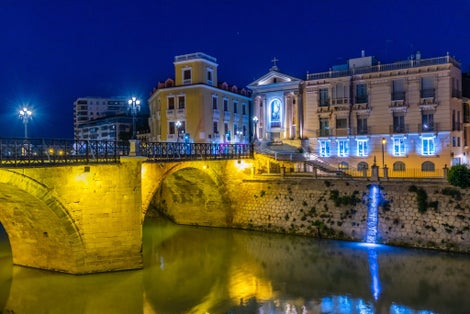 Photo of Puente de los peligros viewed during night in Murcia, Spain .