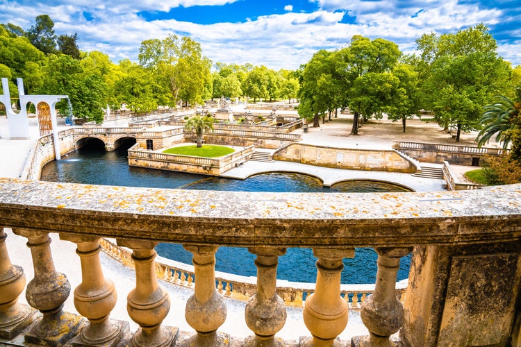 photo of view of The Sanctuaire de la Fontaine or Sanctuary of the Fountain, an ancient site in the city of Nîmes, France.