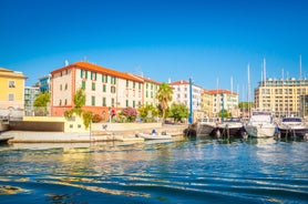 Photo of beautiful harbor of Savona, Liguria, Italy.