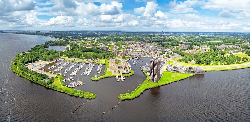 Aerial panorama from the city Almere in the Netherlands