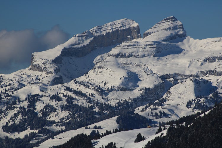 photo of view of Beautiful shaped mountains near Aigle, Switzerland.