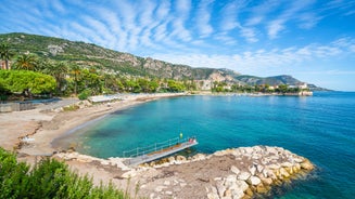 photo of an aerial panoramic view on marina in Beaulieu sur Mer, France.