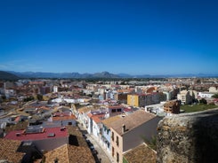 Photo of aerial view from a hill on a Spanish resort city Cullera, Spain.