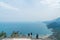 Observation deck on Mount Tunek Tepe, Antalya, Türkiye. Tourists admire the views of the mountains and sea from a height of 618 meters.