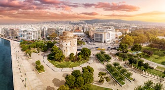 Photo of aerial view of Saint Achilios of Larissa and part of the city, Thessaly Greece.