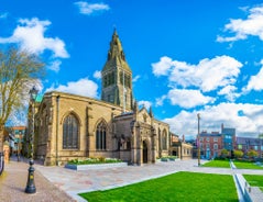 Photo of aerial view of Leicester Town hall in Leicester, a city in England’s East Midlands region, UK.