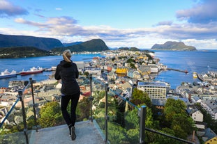 Photo of panoramic aerial view on Andalsnes City, Norway.