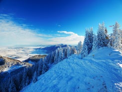 Photo of loisach river flowing through garmisch-partenkirchen, idyllic winter landscape bavaria.