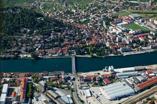 Aerial drone photo of famous european city of Pula and arena of roman time. Location Istria county, Croatia, Europe.