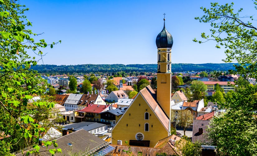 old town and footbridge of wolfratshausen - germany