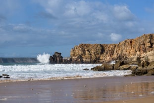 Photo of panoramic aerial view of Praia da Luz in municipality of Luz in Algarve, Portugal.