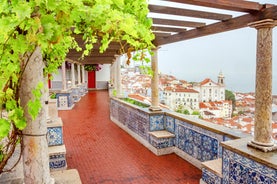 Photo of Lisbon City Skyline with Sao Jorge Castle and the Tagus River, Portugal.