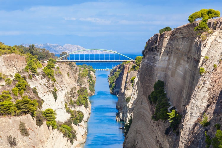 Photo of the Corinth Canal is a canal that connects the Gulf of Corinth with the Saronic Gulf in the Aegean Sea, France.