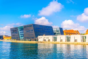 Photo of the city center and the port of Helsingborg in Sweden.