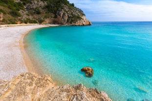 Photo of Beach seashore with wooden path to sea water in San Pedro del Pinatar