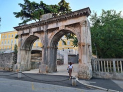 Aerial drone photo of famous european city of Pula and arena of roman time. Location Istria county, Croatia, Europe.