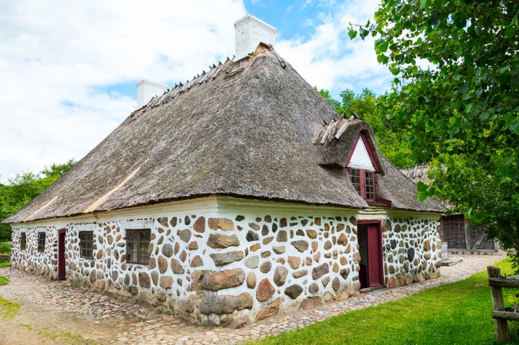 Photo of a traditional house in the Funen farming village ,Odense, Denmark.