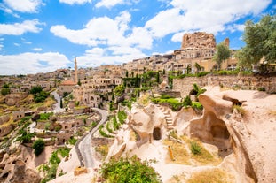 Photo of aerial view of Afyon Castle and Afyon City view from Hidirlik Hill, Turkey.