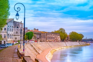 Photo of aerial view of Saintes-Maries-de-la-Mer, the capital of the Camargue in the south of France.