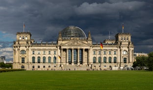 Berlin cityscape with Berlin cathedral and Television tower, Germany.