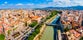 Photo of Murcia city centre and Segura river aerial panoramic view. Murcia is a city in south eastern Spain.