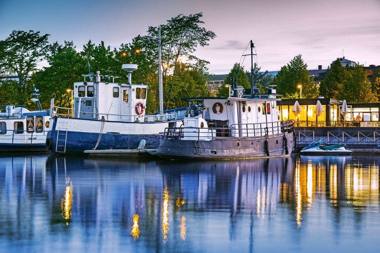 Photo of Jyvaskyla harbor at summer night, Finland