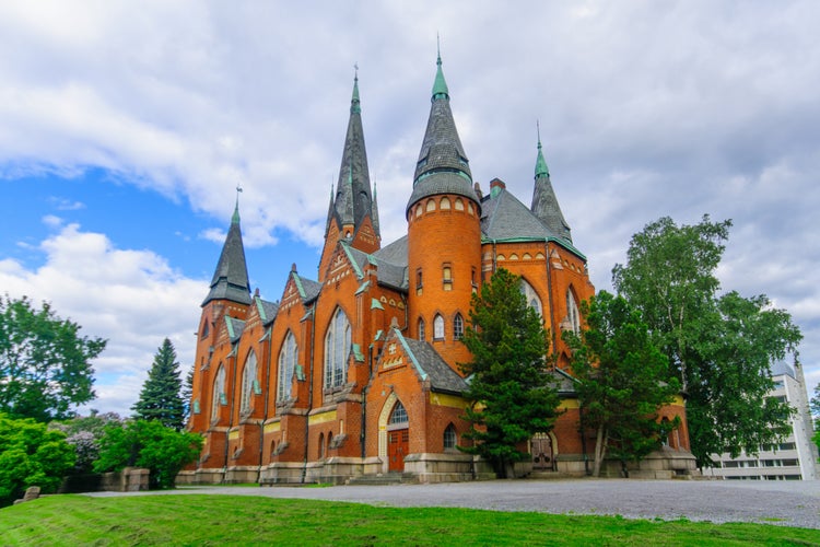 Photo of the Neo-Gothic redbrick Michaels Church in Turku, Finland.