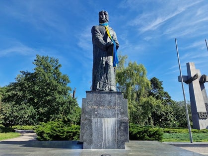 Adam Mickiewicz Monument in Poznań Poland.