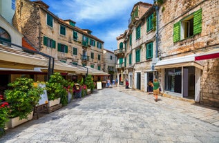 Photo of panoramic aerial view of the old town of Dubrovnik, Croatia seen from Bosanka viewpoint on the shores of the Adriatic Sea in the Mediterranean Sea.