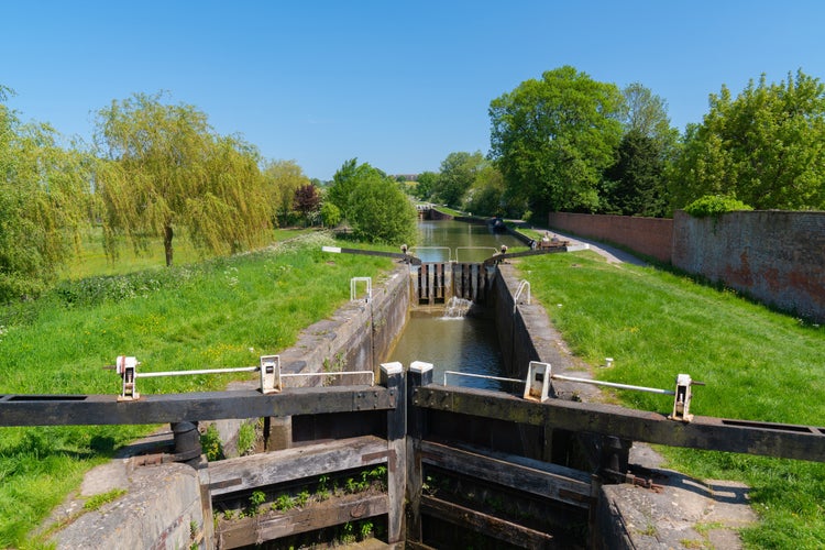 Photo of Devizes Caen Locks multiple lock gates.