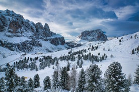 photo of panoramic view of Val Gardena in Italy.