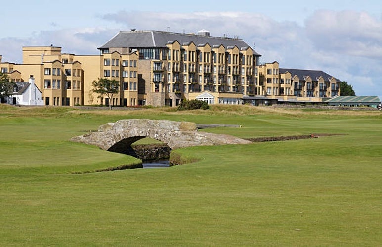 Swilken Bridge, an iconic stone structure on the Old Course at St Andrews, Scotland.jpg