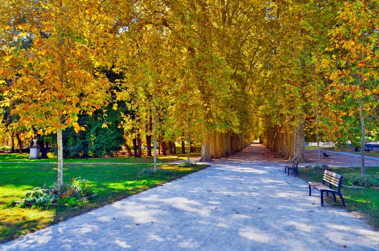 Chamars public city park in Besançon, France, on the first day of autumn