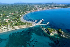 Photo of aerial view of famous sea turtle hatching area of Laganas as seen from Agios Sostis, Zakynthos island, Ionian Greece.