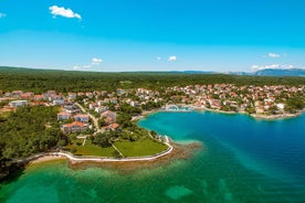 Photo of aerial view of Crikvenica town on Adriatic sea waterfront , Kvarner bay region of Croatia.