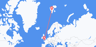 Flyrejser fra Svalbard & Jan Mayen til Guernsey