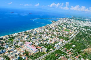 Photo of aerial view of Tolo and its bay, Greece.