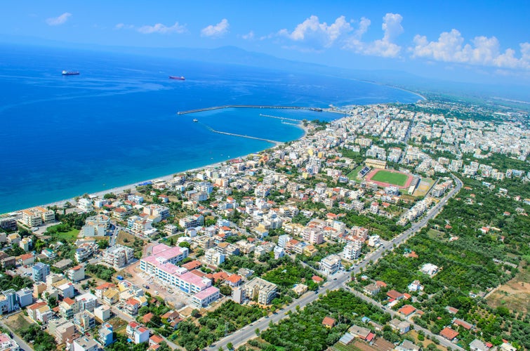 Photo of aerial cityscape view of Kalamata city.