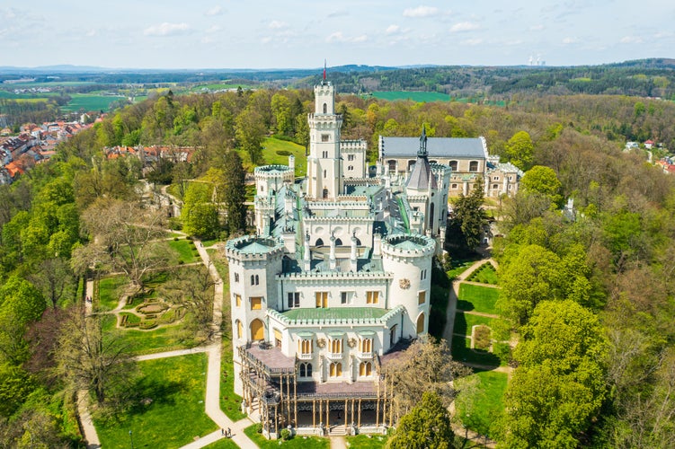 HLUBOKA, CZECH REPUBLIC -gothic castle and gardens Hluboka near Ceske Budejovice, South Bohemia, Czech republic. National kultural landmark.