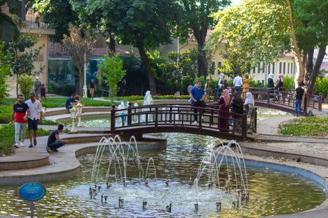 Fatih / Istanbul / Turkey, Gülhane Park and people visiting.